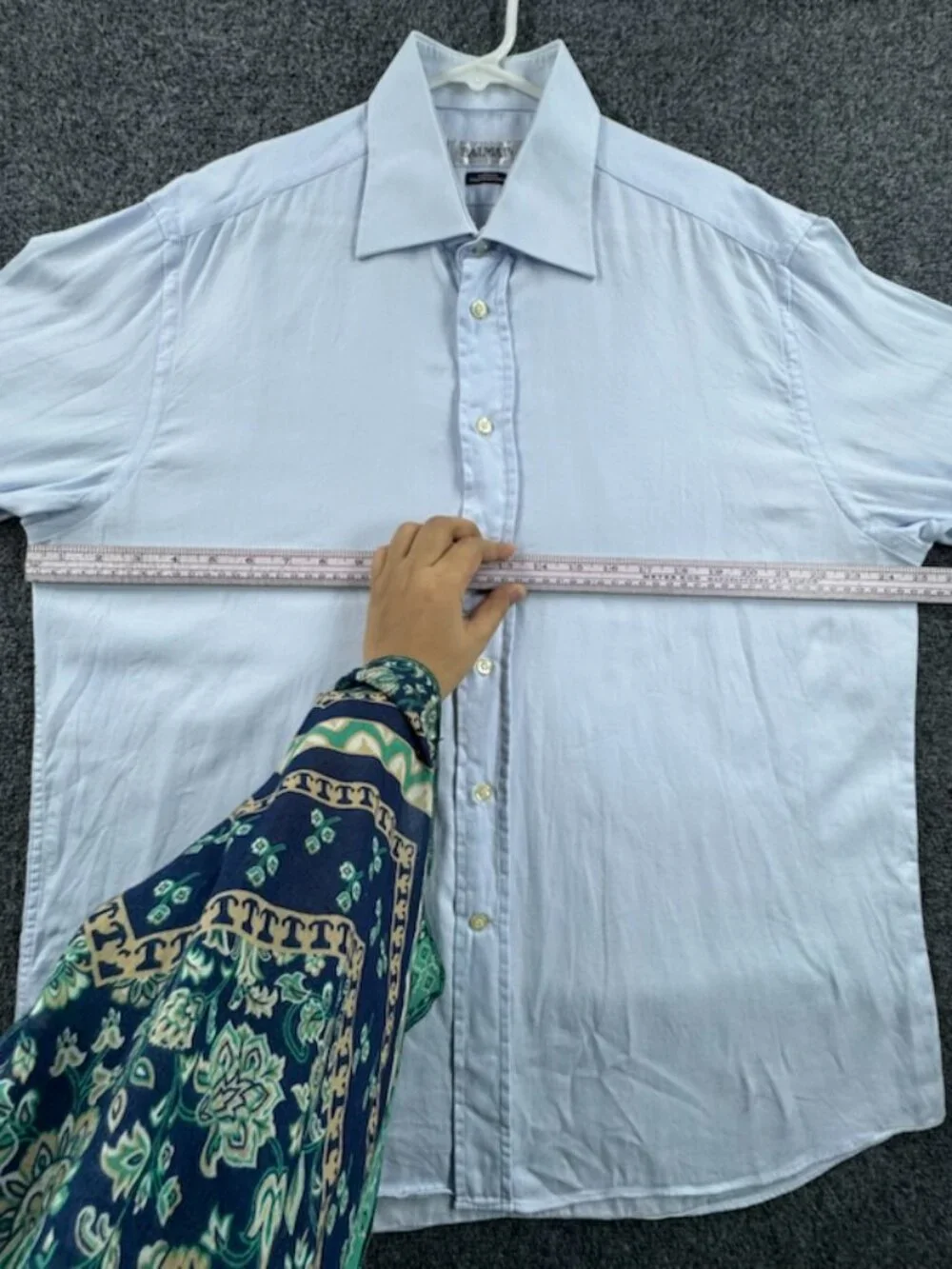Balmain Tessuto Doppio Ritorto 17.5 Cotton Blue Men Point Shirt Button Up Woven